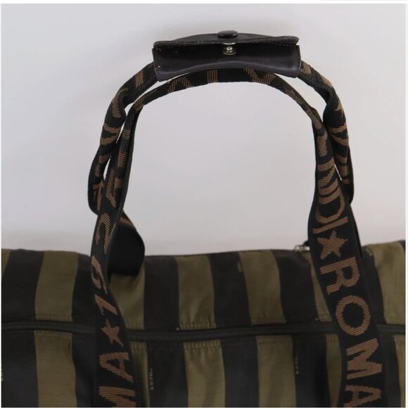 FENDI Pecan Canvas Boston Bag Black Brown - Picture 4 of 15